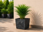 Square Concrete Effect Plant Pots & Planters | Large Indoor & Outdoor Plastic Plant Pot with Insert | Black & Grey | 19cm–40cm