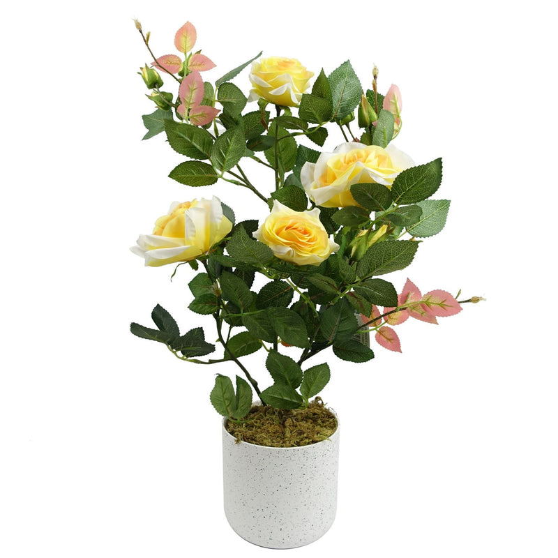 50cm Artificial Yellow Rose Plant - Premium Quality-3