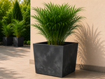 Square Concrete Effect Plant Pots & Planters | Large Indoor & Outdoor Plastic Plant Pot with Insert | Black & Grey | 19cm–40cm