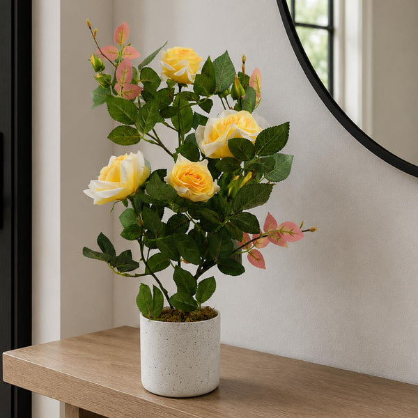 50cm Artificial Yellow Rose Plant - Premium Quality-0