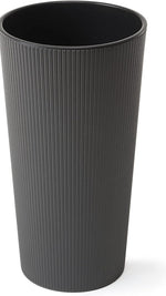 Modern Tall Ribbed Planter – Cylindrical Flower Pot for Indoor & Outdoor Plants – Weather-Resistant Lightweight Plastic – White