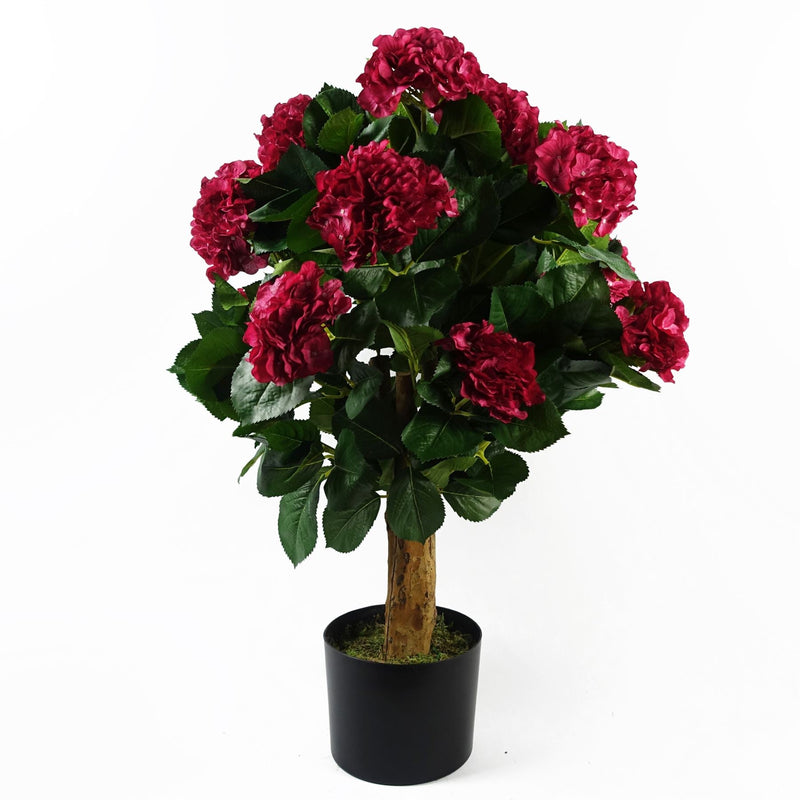 Leaf 75cm Artificial Pink Bush Hydrangea Plant Potted-0