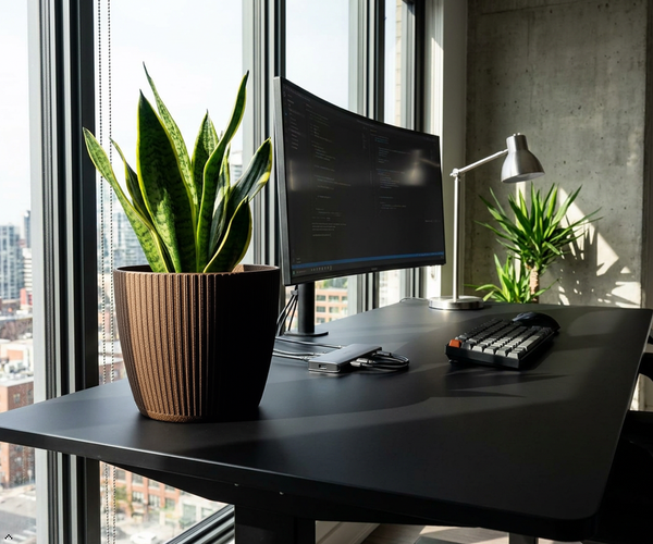 Gordanluk Eco Plant Pot – Espresso | Eco-Friendly Indoor Planter Ribbed Design, Lightweight, UV & Frost Resistant