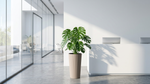 Modern Tall Ribbed Planter | Cylindrical Flower Pot for Indoor & Outdoor | Weather-Resistant Lightweight Plastic | Coffee Latte | 30cm x 57cm