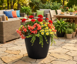 Concrete Effect Plant Pots – Plastic Indoor & Outdoor Flower Pots, Garden Planters, Large Plant Pots, Modern Decorative Planters, Grey & Black