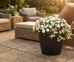 Concrete Effect Plant Pots – Plastic Indoor & Outdoor Flower Pots, Garden Planters, Large Plant Pots, Modern Decorative Planters, Grey & Black