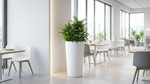 Modern Tall Ribbed Planter | Cylindrical Flower Pot for Indoor & Outdoor | Weather-Resistant Lightweight Plastic | Coffee Latte | 30cm x 57cm