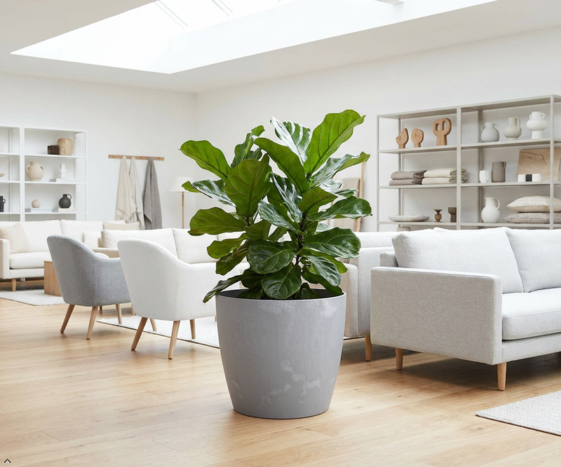 Concrete Effect Plant Pots – Plastic Indoor & Outdoor Flower Pots, Garden Planters, Large Plant Pots, Modern Decorative Planters, Grey & Black