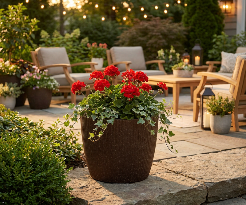 Gordanluk Eco Plant Pot – Espresso | Eco-Friendly Indoor Planter Ribbed Design, Lightweight, UV & Frost Resistant