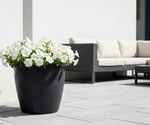 Concrete Effect Plant Pots – Plastic Indoor & Outdoor Flower Pots, Garden Planters, Large Plant Pots, Modern Decorative Planters, Grey & Black