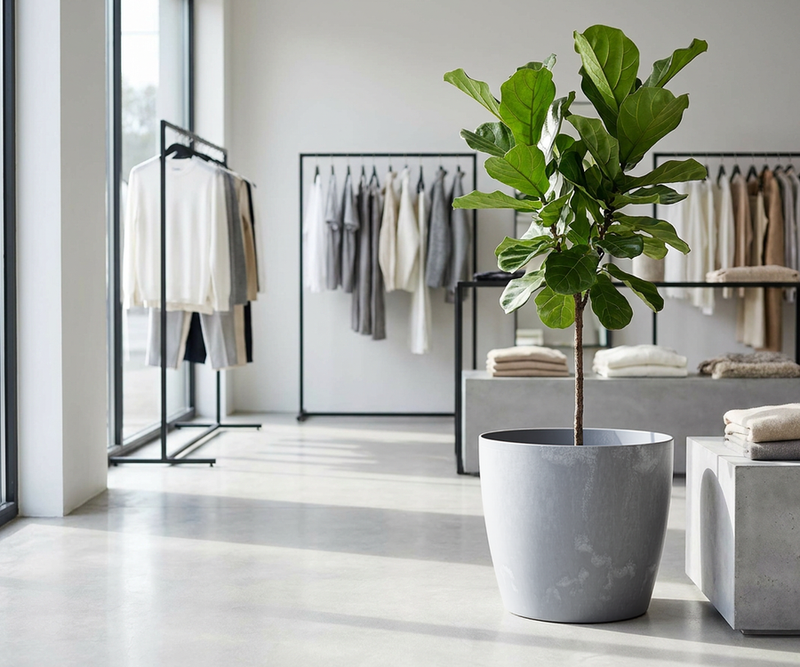Concrete Effect Plant Pots – Plastic Indoor & Outdoor Flower Pots, Garden Planters, Large Plant Pots, Modern Decorative Planters, Grey & Black