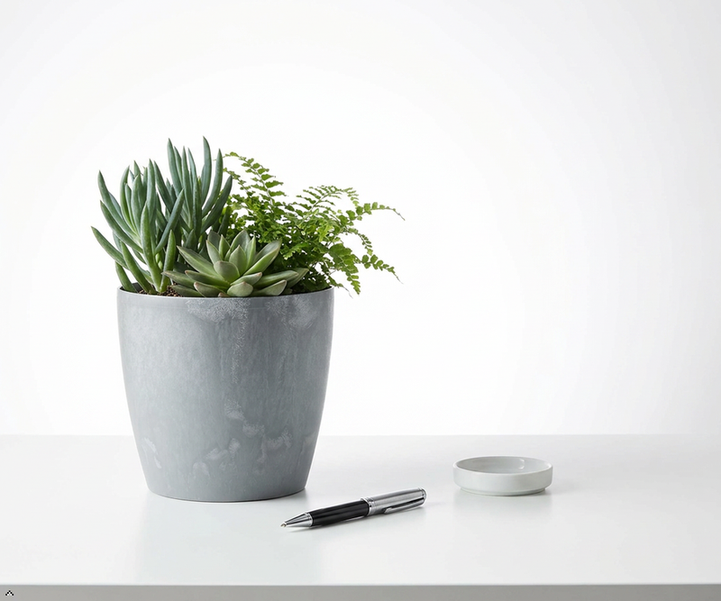 Concrete Effect Plant Pots – Plastic Indoor & Outdoor Flower Pots, Garden Planters, Large Plant Pots, Modern Decorative Planters, Grey & Black