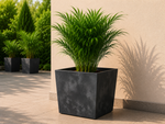Square Concrete Effect Plant Pots & Planters | Large Indoor & Outdoor Plastic Plant Pot with Insert | Black & Grey | 19cm–40cm