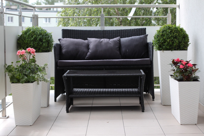 Large Tall Rattan Planter with Removable Liner Modern Wicker Plant Pot In/Outdoo