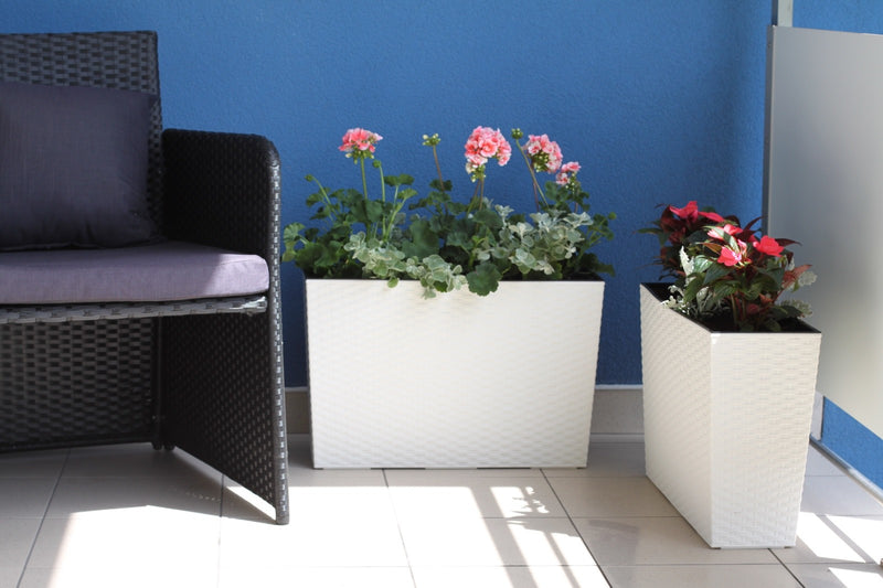 Large Tall Rattan Planter with Removable Liner Modern Wicker Plant Pot In/Outdoo