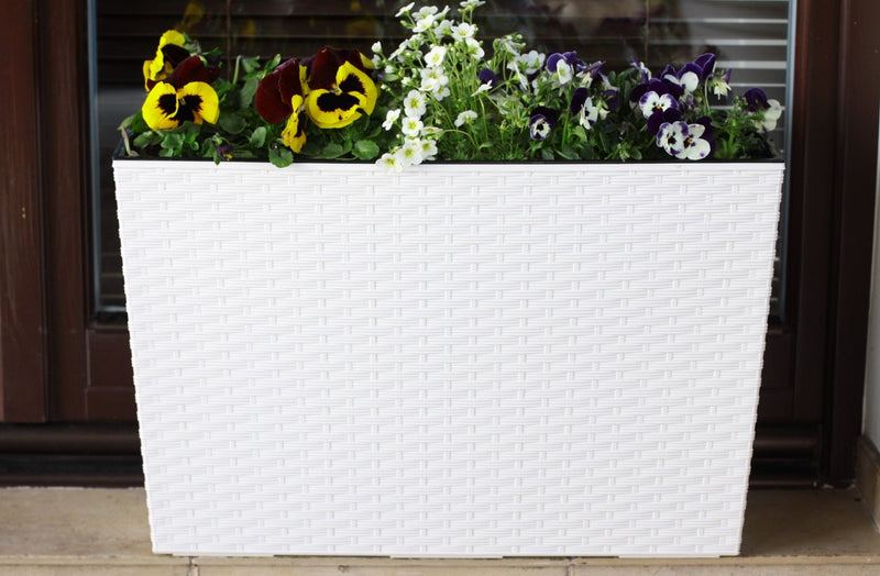Large Tall Rattan Planter with Removable Liner Modern Wicker Plant Pot In/Outdoo