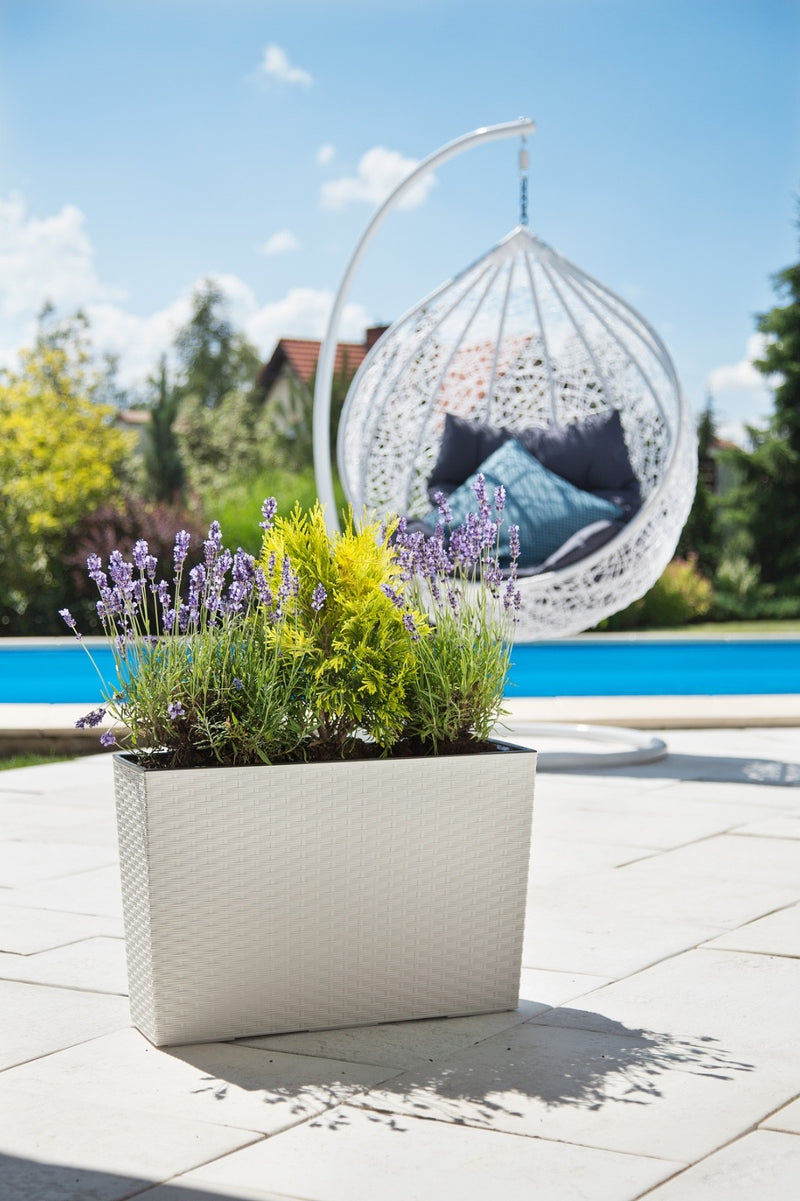 Large Tall Rattan Planter with Removable Liner Modern Wicker Plant Pot In/Outdoo