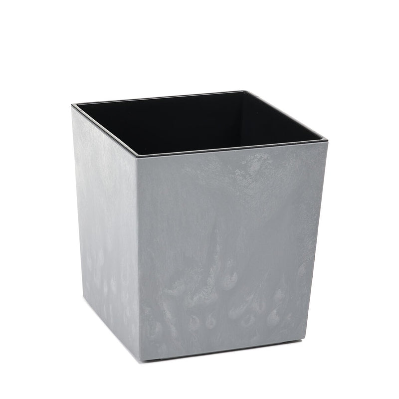 Square Plant Pot Concrete Effect with Insert Black Grey Modern Indoor Outdoor
