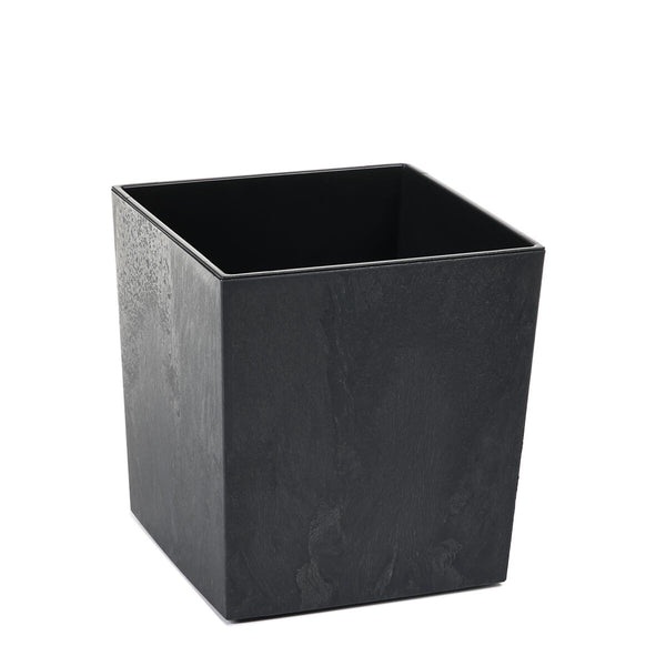 Square Plant Pot Concrete Effect with Insert Black Grey Modern Indoor Outdoor