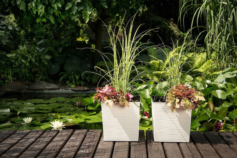 Square Plant Pot Textured Pattern with Insert Indoor Outdoor Patio Multi Colour