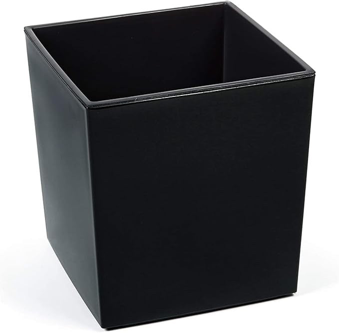 Square Gloss Plant Pot with Insert Shiny Modern Planter Black White Indoor Outdo
