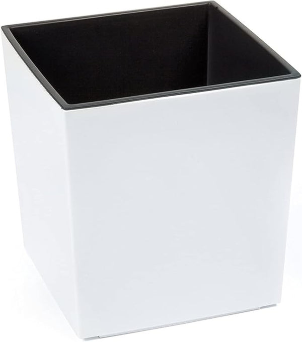 Square Gloss Plant Pot with Insert Shiny Modern Planter Black White Indoor Outdo