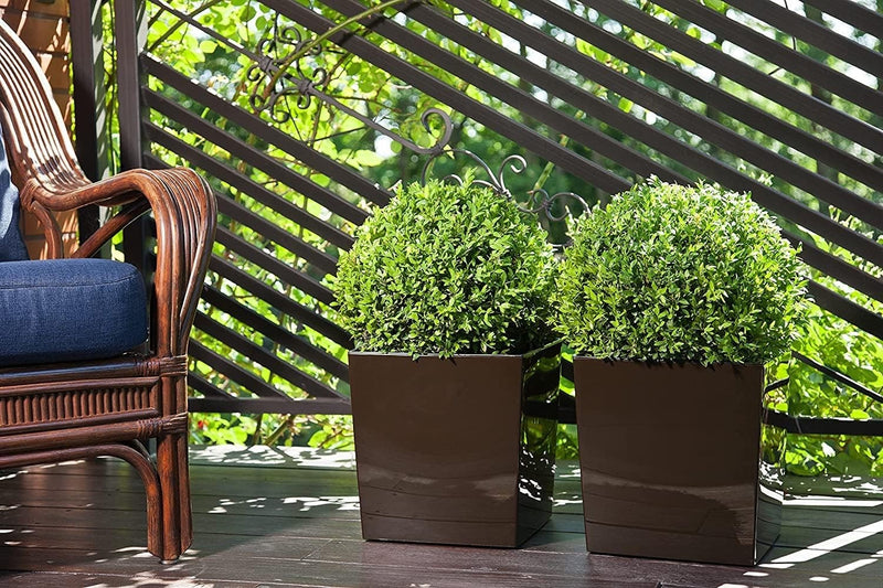 Square Gloss Plant Pot with Insert Shiny Modern Planter Black White Indoor Outdo