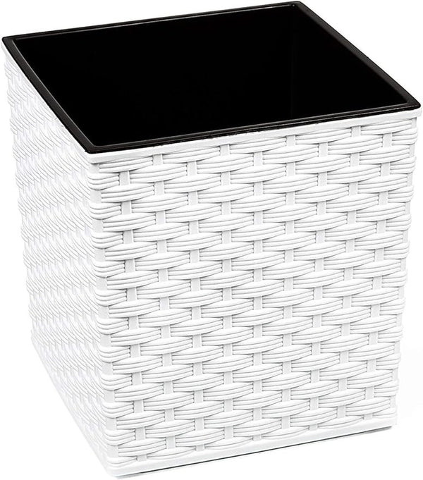 Square Rattan Plant Pot with Insert Wicker Planter Black Grey Brown Indoor Outdo