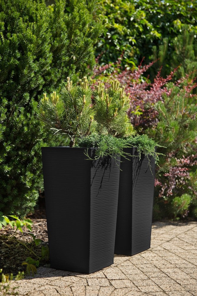 Tall Wave Pattern Plant Pot with Internal Riser Modern Planter Indoor Outdoor