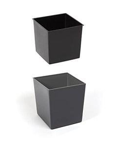 Low Square Shiny Flowerpot with internal plant liner (White, 25 x 25 x 26cm)