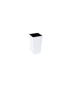 Tall plastic Square Shiny Flowerpot with internal plant riser (White, 14 x 26 cm)