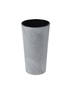 Tall Round Concrete Effect planter with Insert  (Concrete Grey, 30cm x 57cm)