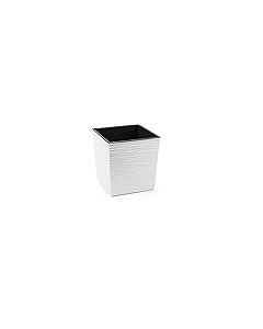 Low Square Textured Flowerpot with internal plant liner(White, 40 x 40 x 41cm)