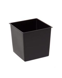 Tall plastic Square Shiny Flowerpot with internal plant riser (Black, 25 x 46.5cm)