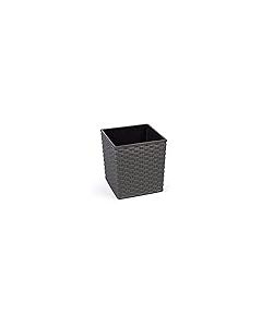 Low Square Rattan Flowerpot with internal plant liner (Grey, 40 x 41.5 cm)