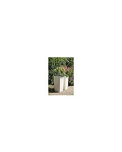 Tall plastic Square Textured Flowerpot with internal plant riser (Grey, 19 x 19 x 36cm)