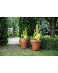 Round Textured Flowerpot/Planter (46cm, Brown)