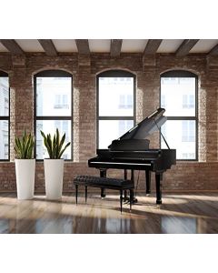 Tall Round Gloss planter with Insert (Black, 30cm x 57cm)