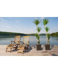 Low Square Textured Flowerpot with internal plant liner(Brown, 40 x 40 x 41cm)