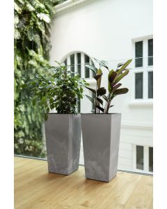 Tall Concrete effect plant pot with plant riser (Concrete Effect Grey, 19 x 36cm)