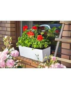 Low Rectangle Textured Planter/Flowerpot with Insert (Black)