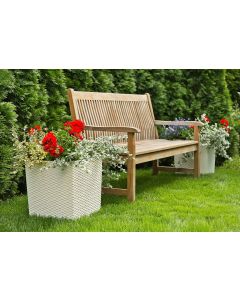 Low Square Rattan Flowerpot with internal plant liner (Grey, 30 x 31 cm)